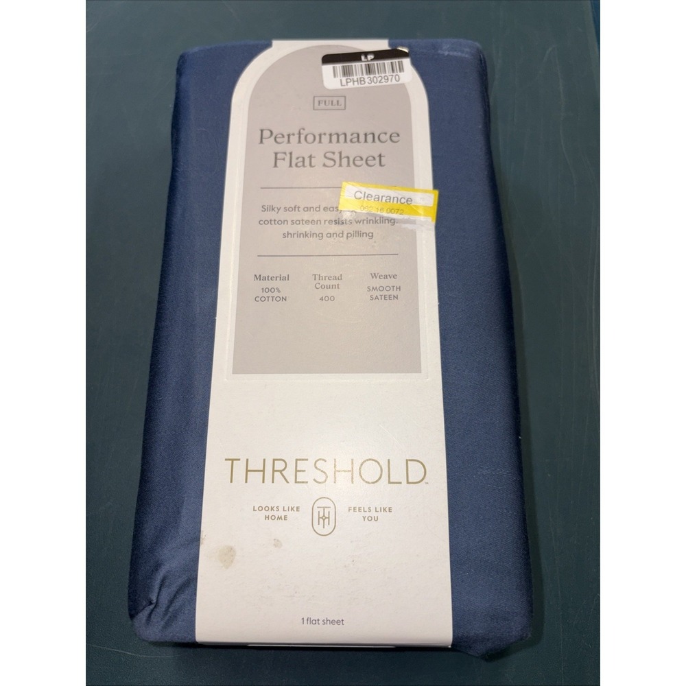 Full 400 Thread‎ Count Performance Flat Sheet Metallic Blue - Threshold: Cotton